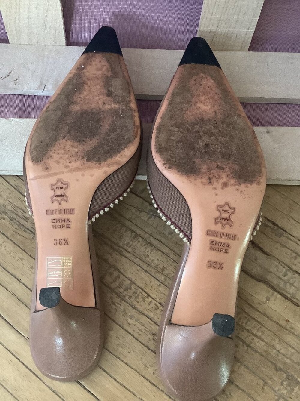 Vintage Emma Hope's Shoes Regalia for Feet Embroidered Heels Size 6 1/2M - Picture 9 of 9